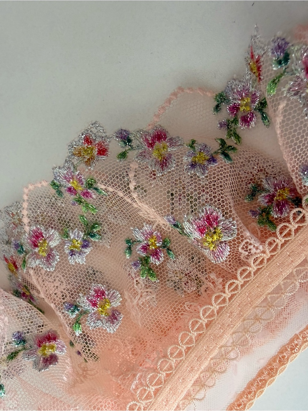 For Love and Lemons 🍋 Lacy Bra Bralette Embroidered Floral Lace Peach L NWT - Picture 7 of 10